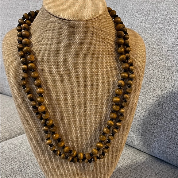 Plunder Larissa Brown Beaded Long Necklace - Picture 2 of 4